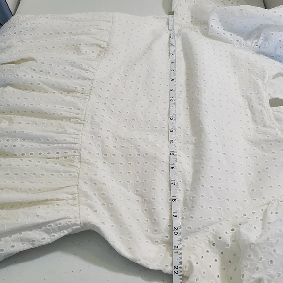 A New Day White Eyelet Puff Sleeve Midi Dress Cotton Ruffles Tiered Size XXL - Picture 12 of 15